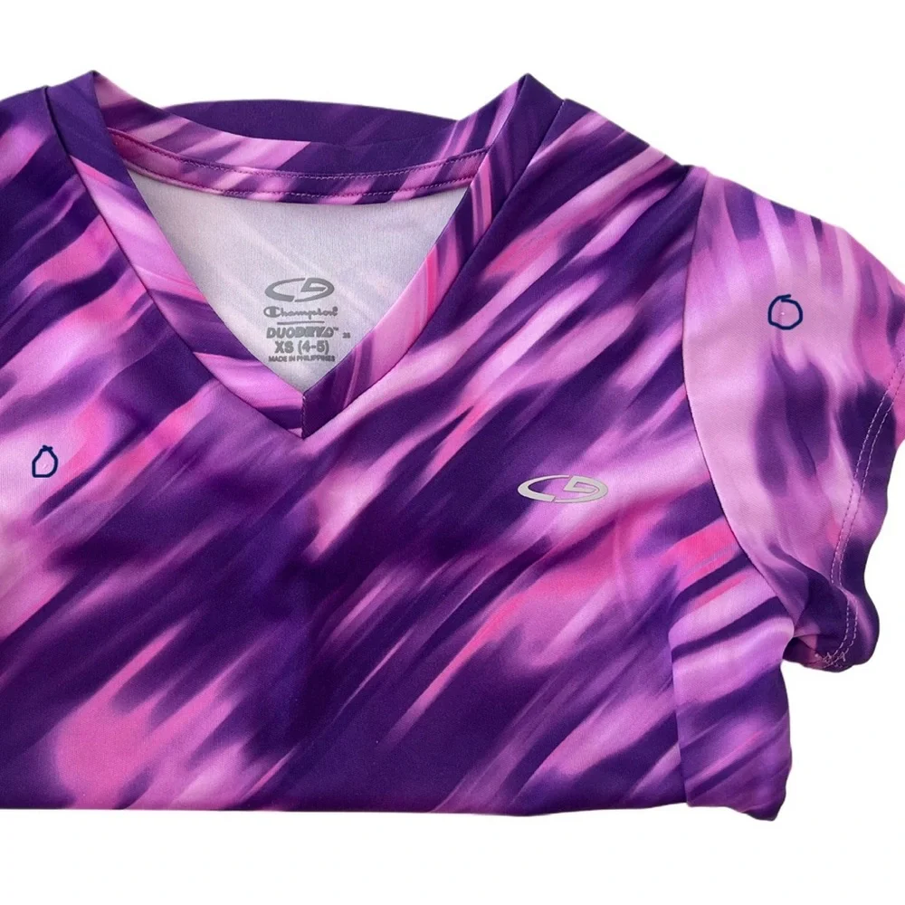 Champion Duo Dry Kids Athletic Shirt & Shorts Set in Purple and Pink | Girls 5T - Picture 9 of 9